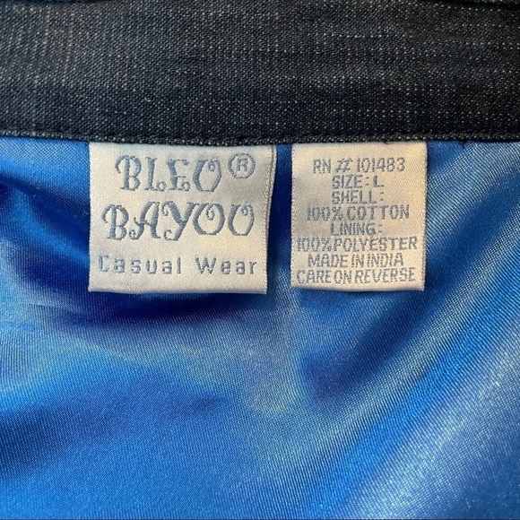Bleu Bayou Dark Blue Embellished Open Jacket with Flower Appliques Art to Wear L - Picture 12 of 12